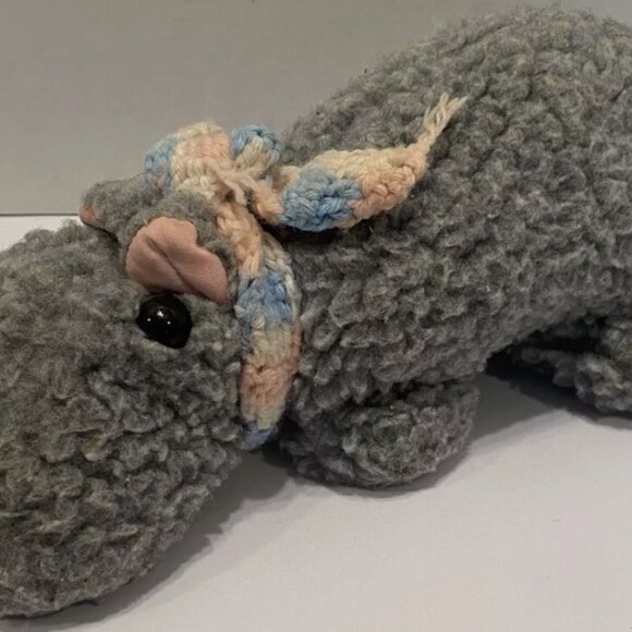 Vtg 1978 Possum Trot Hippopotamus 11” Bean Bag Plush Gillian Bradshaw Smith Gray - Picture 2 of 9